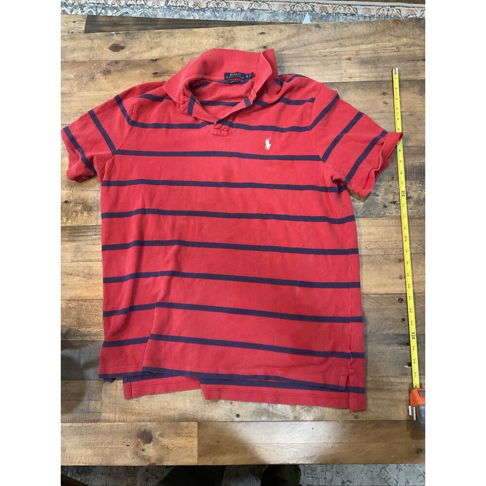 Polo Ralph Lauren Men’s XL Red Navy Stripe Classic Fit Short Sleeve Polo Shirt